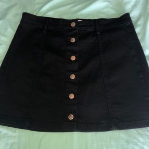 Dark denim button front skirt